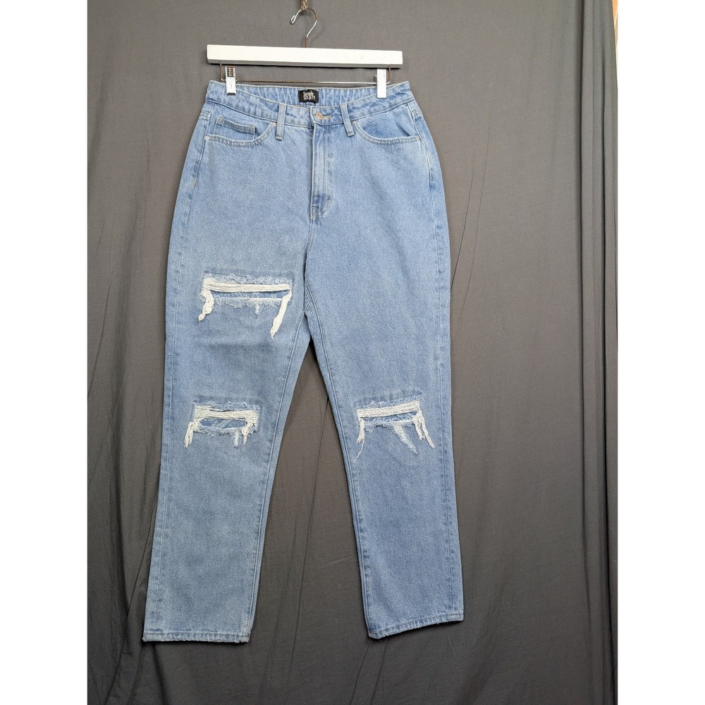 Simple Society Women's Light Wash High-Rise‎ Baggy Ripped Jeans - Size 9/29